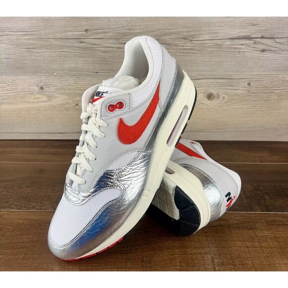 Nike Air Max 1 Premium SE Hot Sauce Mens Size 9Metallic Silver HF7746 100 - Picture 5 of 5